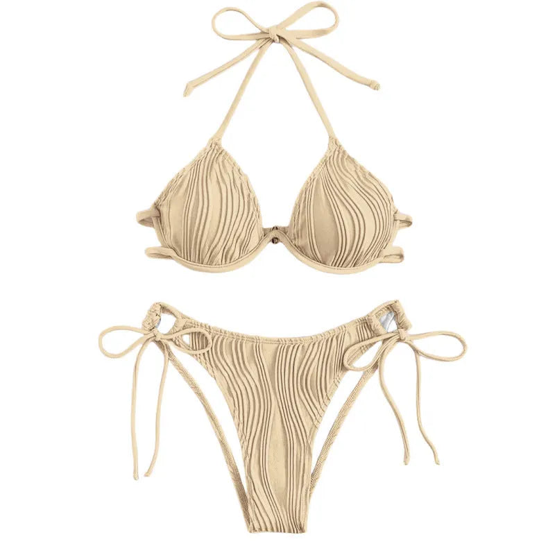 Women's steel bracket underwire bikini swimsuit in polyester fabric available in multiple colours