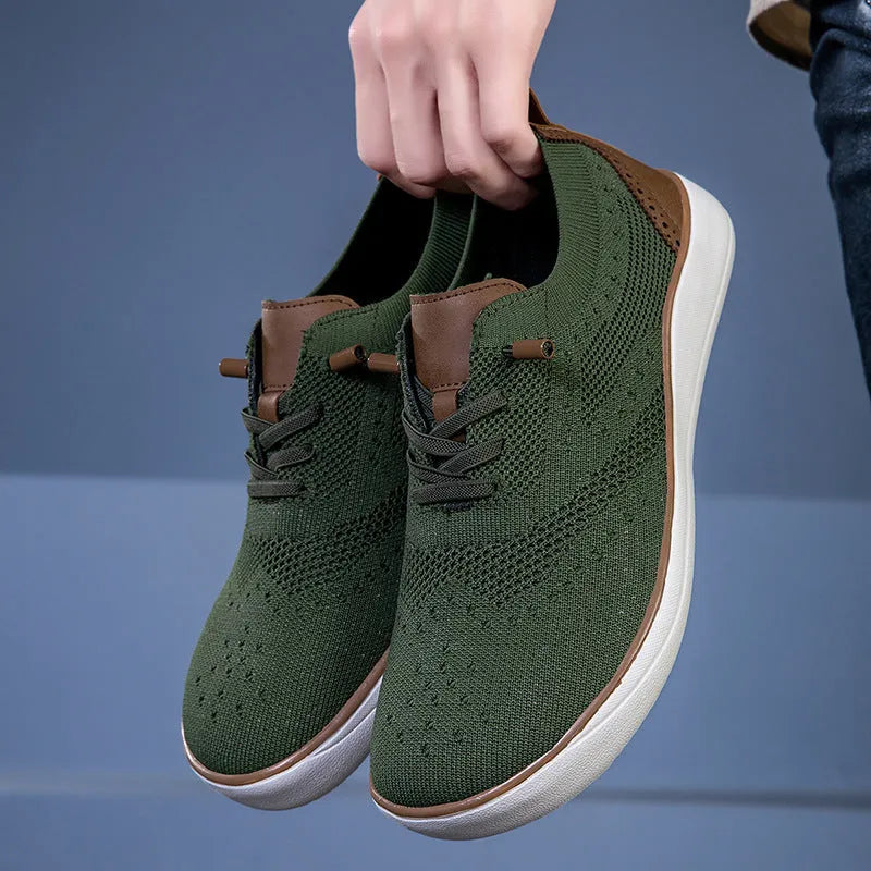 Widened big wide last mesh walking shoes for men, fabric upper, EVA sole, flat heel, round toe, low top, available in black