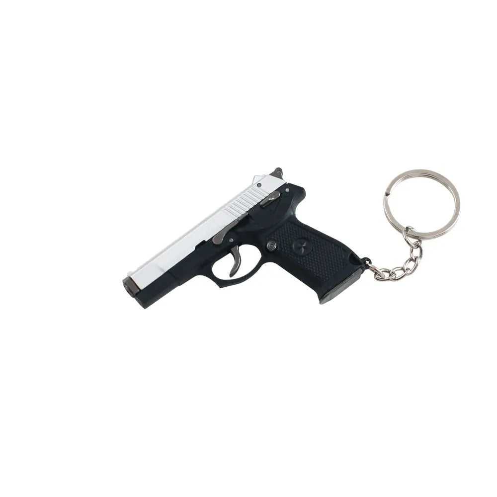 Semi-alloy disassembly grab model keychain pendant in black with geometric shape on key ring