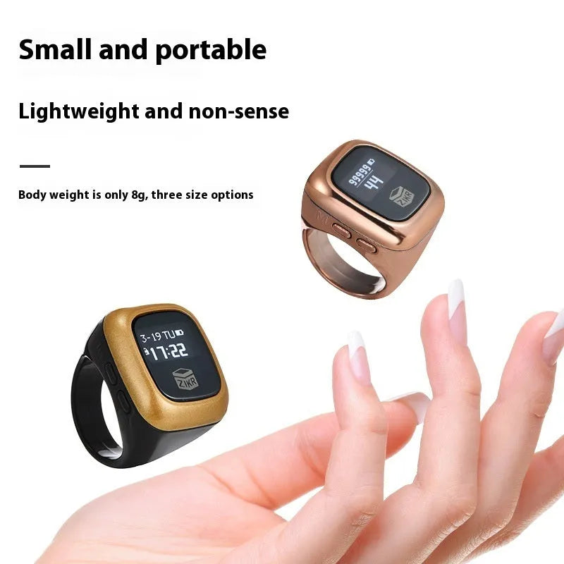 Electronic counter with digital display showing numbers and text, available in multiple colours and band width sizes
