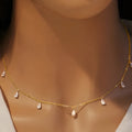 925 sterling silver drop pendant necklace on an adjustable O-chain, available in silver, rose gold, and golden yellow finishes.