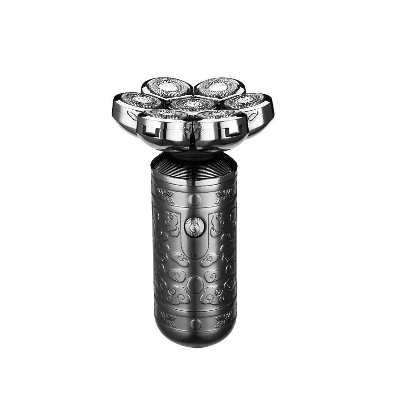Silver Black zinc alloy electric shaver with floating cutter head and USB cable