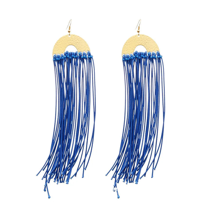 Women's geometric earrings with blue resin flower decoration and silver needle setting