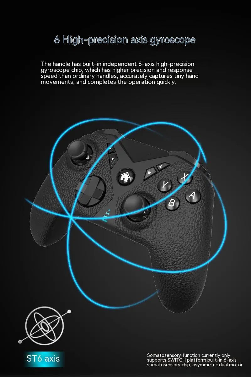 Black wireless game controller with leather pattern for Nintendo Switch and mobile phones.