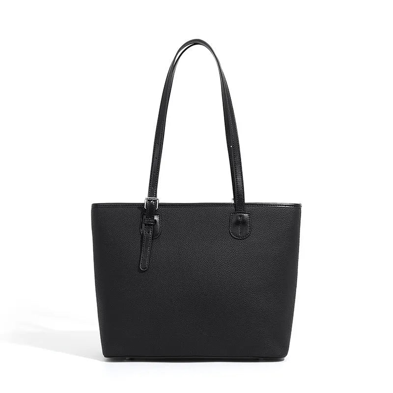 Genuine leather women's tote bag with European retro style and multiple interior compartments