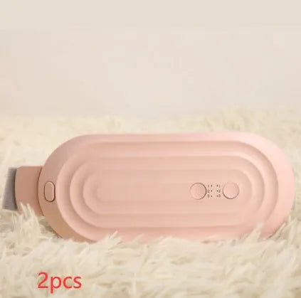 Pink smart menstrual heating belt with digital controller on a 1.5 metre cable.