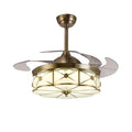 Golden 42-inch remote-controlled silent ceiling fan light with invisible blades and LED lighting