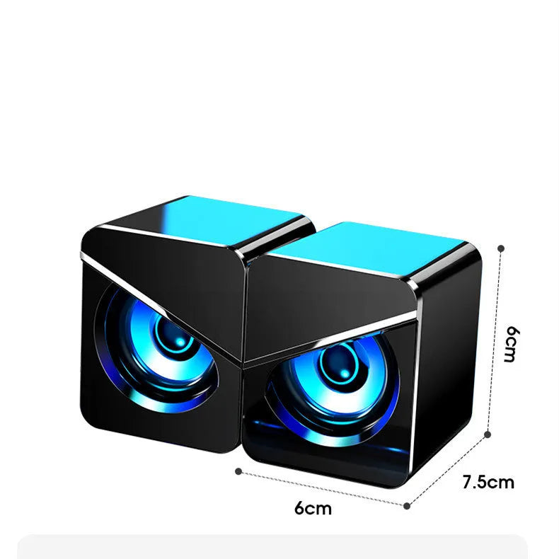 Black or white USB mini desktop computer speaker with cable for laptop or PC