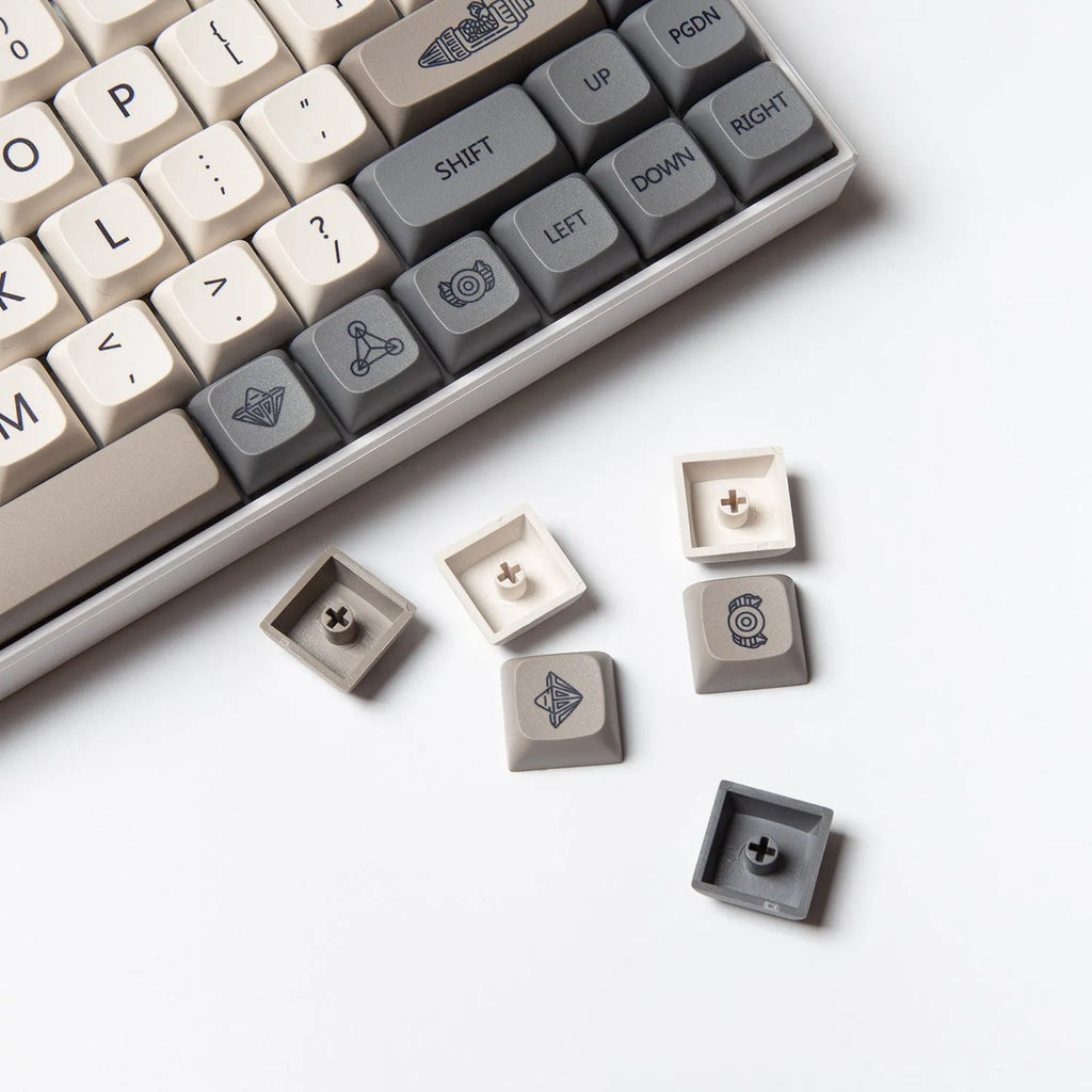 Set of 139 PBT XDA profile keycaps for mechanical keyboards, showing English legends.