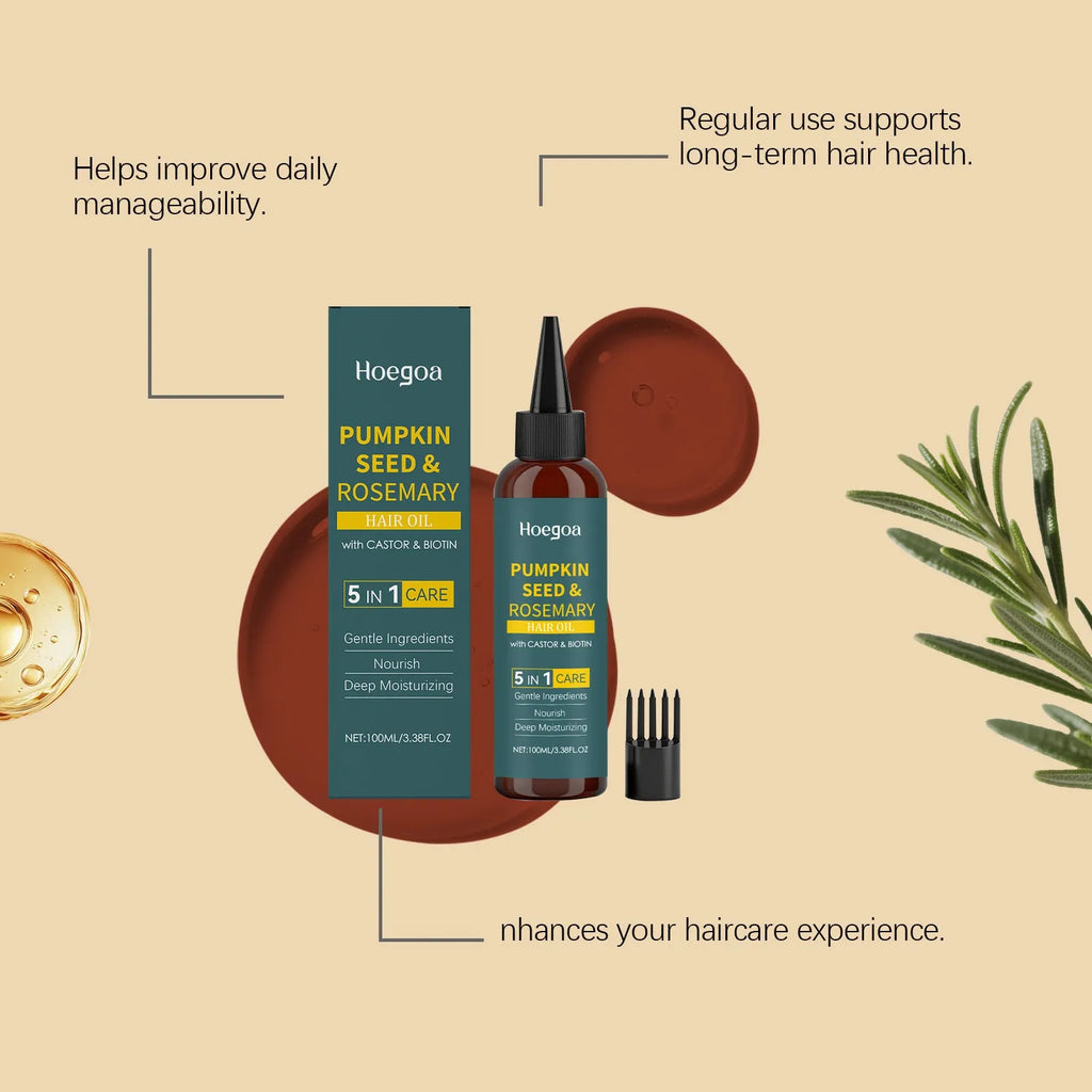 Rosemary hair care essential oil 100ml bottle with pointed applicator tip and hair comb
