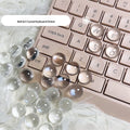 Crystal glass ball keyboard stickers in 12x6mm and 16x8mm round PVC sizes with self-adhesive backing