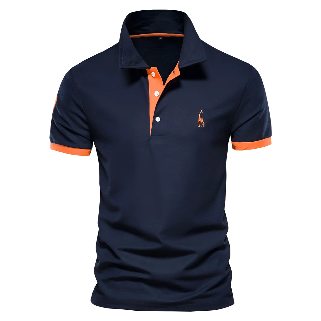 Men's slim fit deer embroidered short sleeve T-shirt in cotton blend fabric