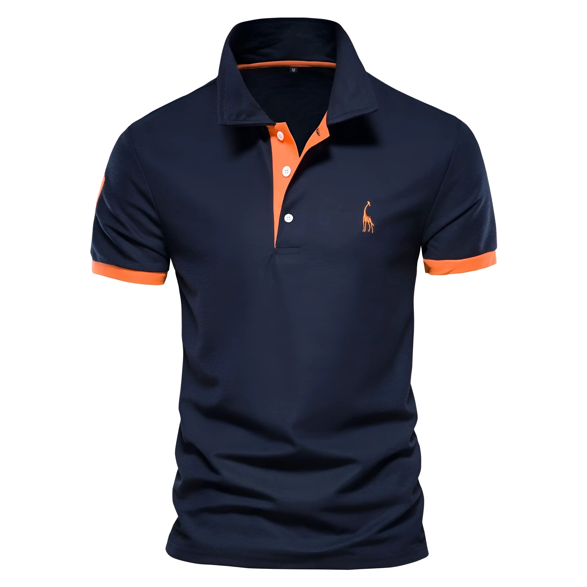 Men's slim fit deer embroidered short sleeve T-shirt in cotton blend fabric