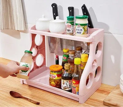 Foldable PP plastic kitchen storage shelving rack in one of five colour options
