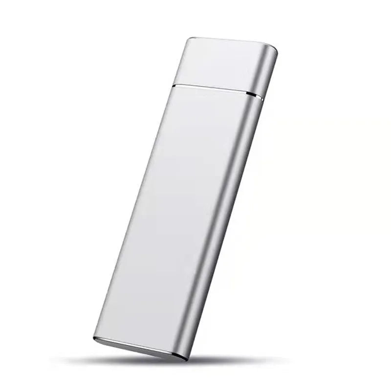 Ultra-thin metal shell SSD mobile hard disk in five colour options with USB data cable.