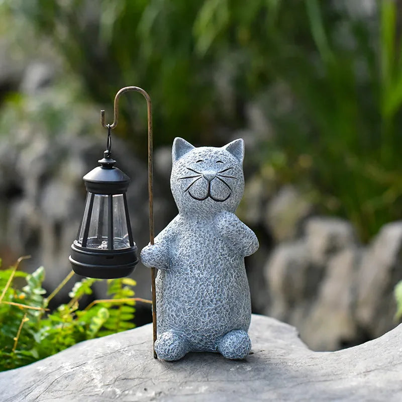 Solar garden lamp with kitten lifting design for outdoor gardens with IP44 waterproof rating