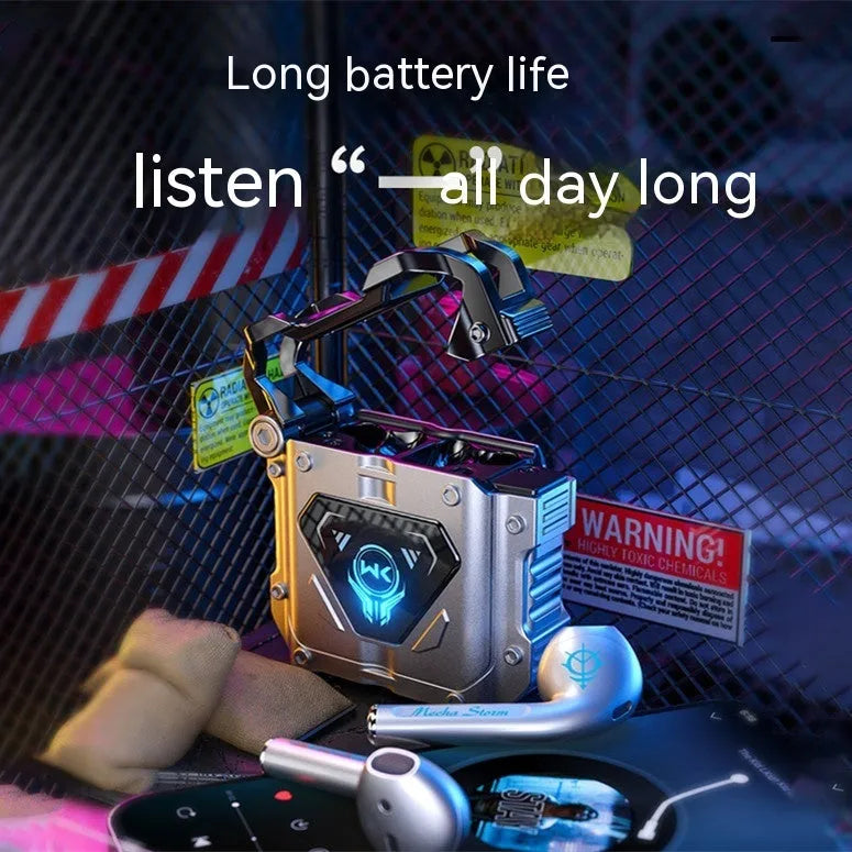 Silver zinc alloy Bluetooth headset in-ear with breathing light and noise reduction