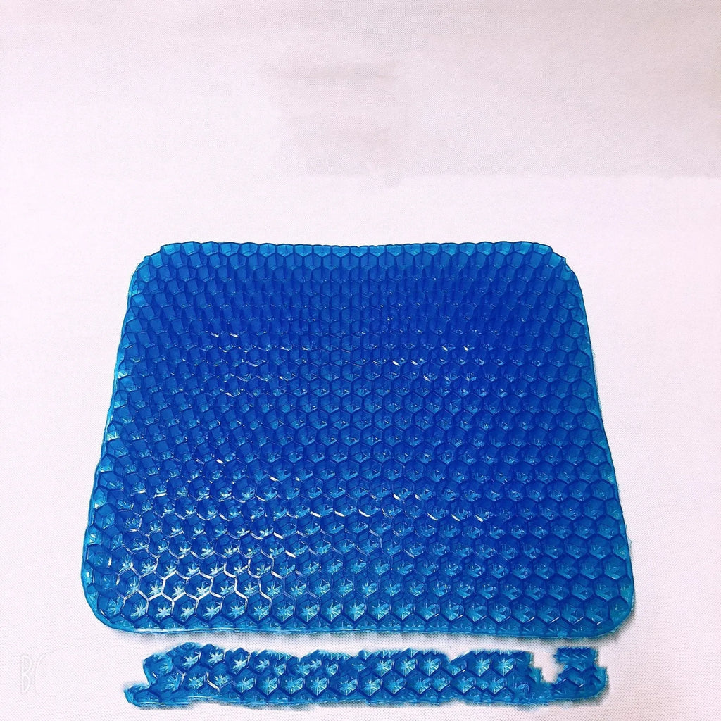 Summer gel seat cushion with honeycomb design and double thick construction for pressure relief