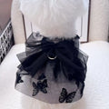 Black gauze princess tulle skirt for a small dog or cat on a mannequin.