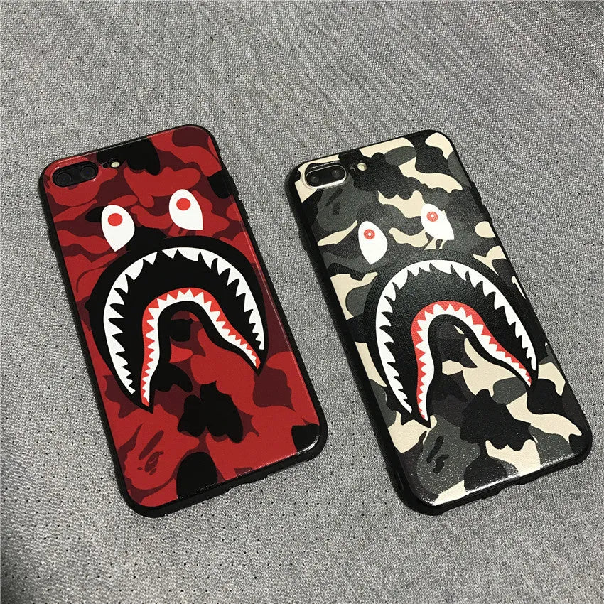 Frosted silicone phone case with all-edge coverage in shark mouth red colour for iPhone
