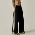 Black wide leg climbing trousers for men with straight-leg style and high waist design