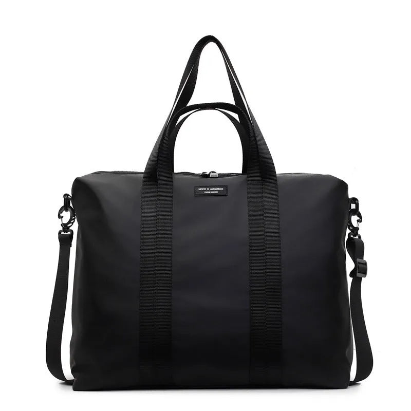 Lightweight oxford cloth tote bag in black, grey, or champagne for business travel.
