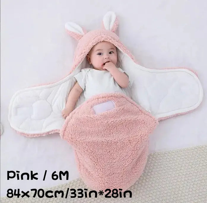 Adjustable baby sleeping bag swaddle blanket in fleece with velcro closure