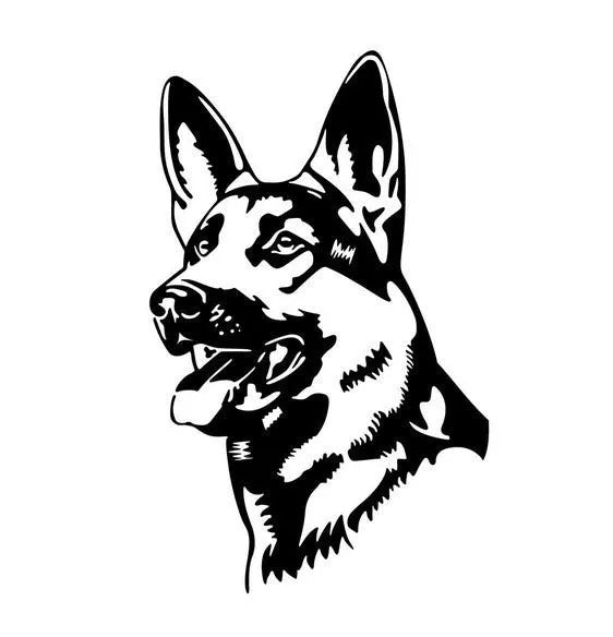 Reflective Alsatian Shepherd dog bumper sticker for car windows and bumpers