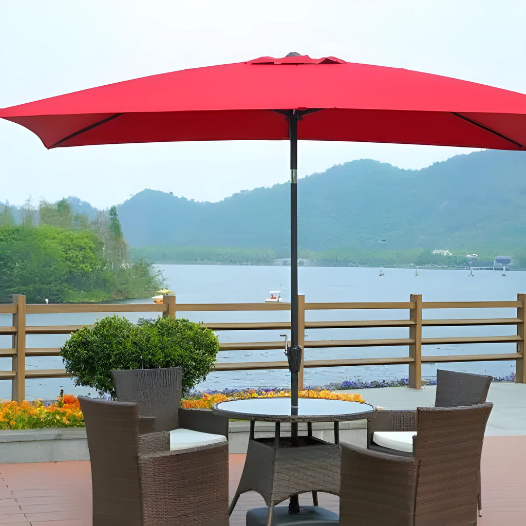 Outdoor garden umbrella 300x200cm square centre pole tilt swing rainproof in khaki on patio