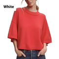 Hot girl style short t-shirt in red with exposed navel design and regular sleeves