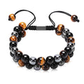 Handmade Tiger Eye bracelet with auspicious elephant charm in alloy setting