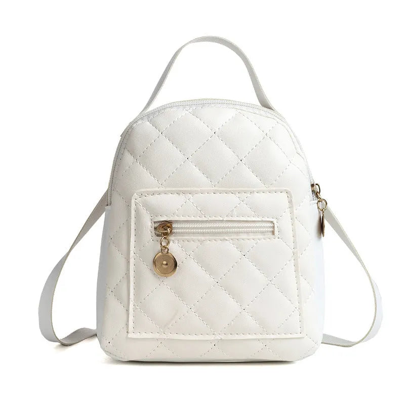 Girls' embroidered Korean-style hardback backpack in square shape, shown in pink colour.