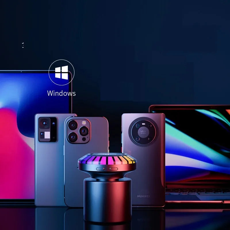 Compact cube-shaped voice-controlled Bluetooth LED lamp with polar light effects