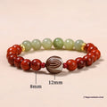 Red rosewood and gray jade Bodhi lotus bracelet with 12mm beads and Chinese style design