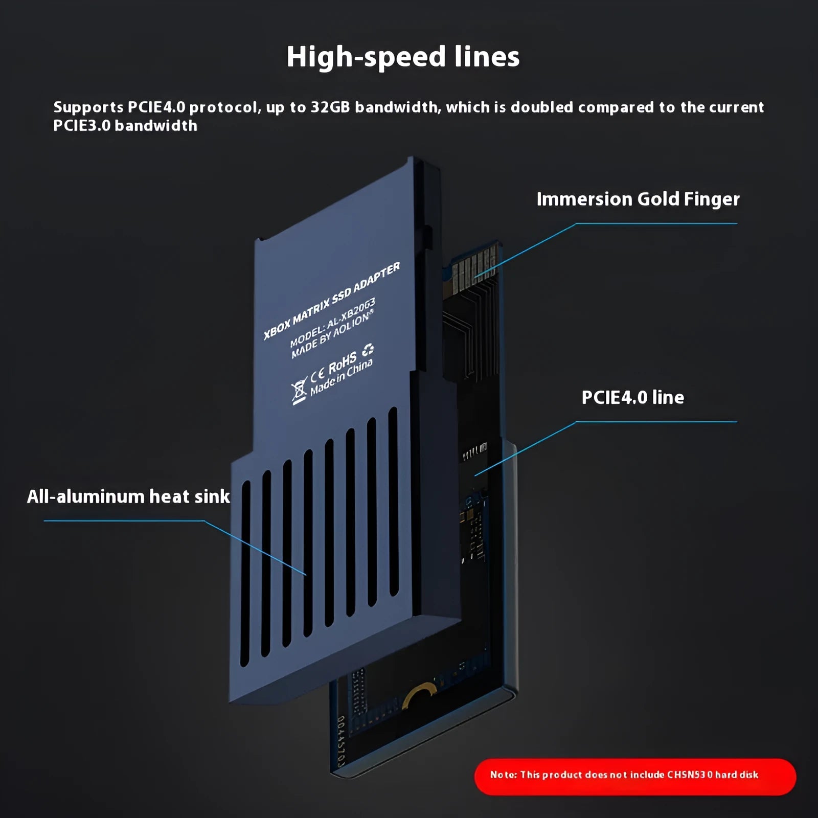 Aluminium Xbox Series X/S hard drive switching box with CFexpress interface and screwdriver.