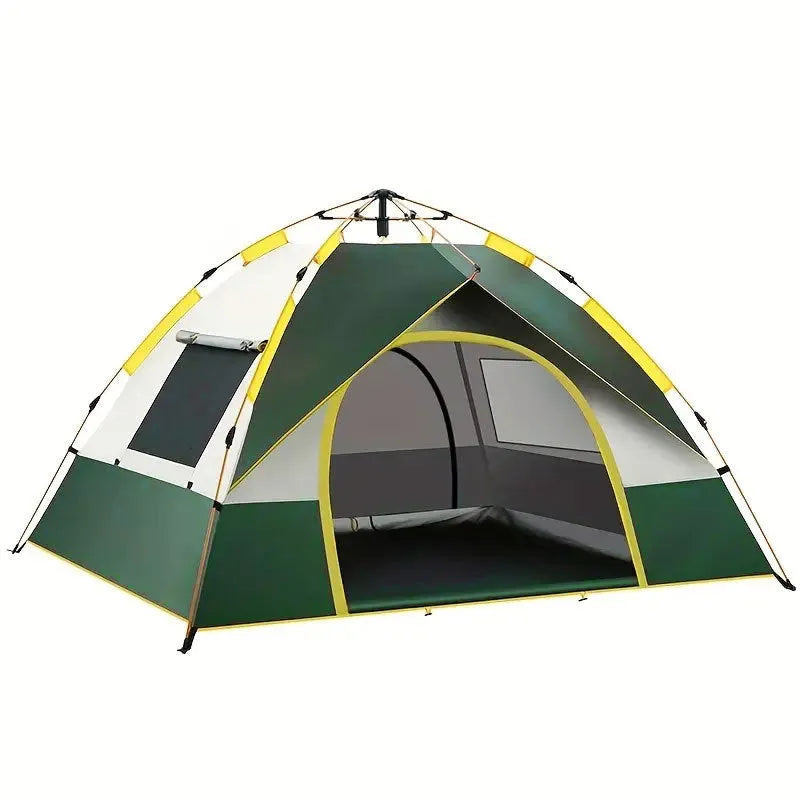 Dark green silver glue camping tent with automatic quick-opening system for 3-4 people