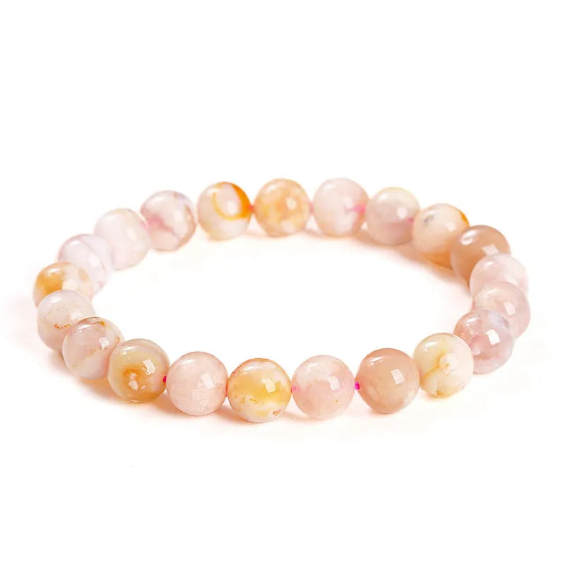 3A natural cherry agate women's bracelet with geometric round beads in sweet style design