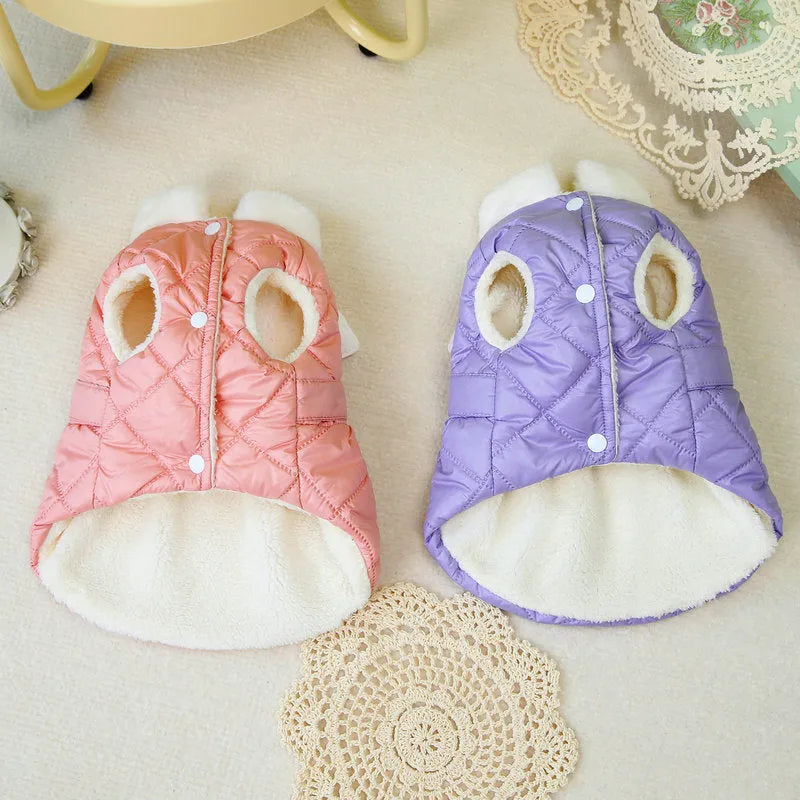 Pink or purple polyester cotton skirt for small dogs available in five sizes