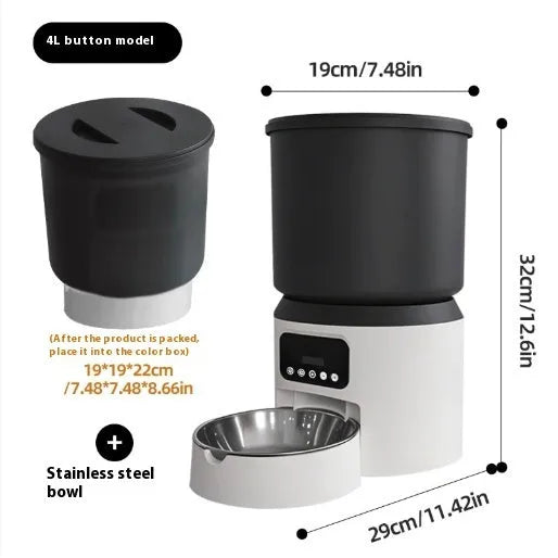 4-litre automatic pet feeder with digital control panel and stainless steel food bowl