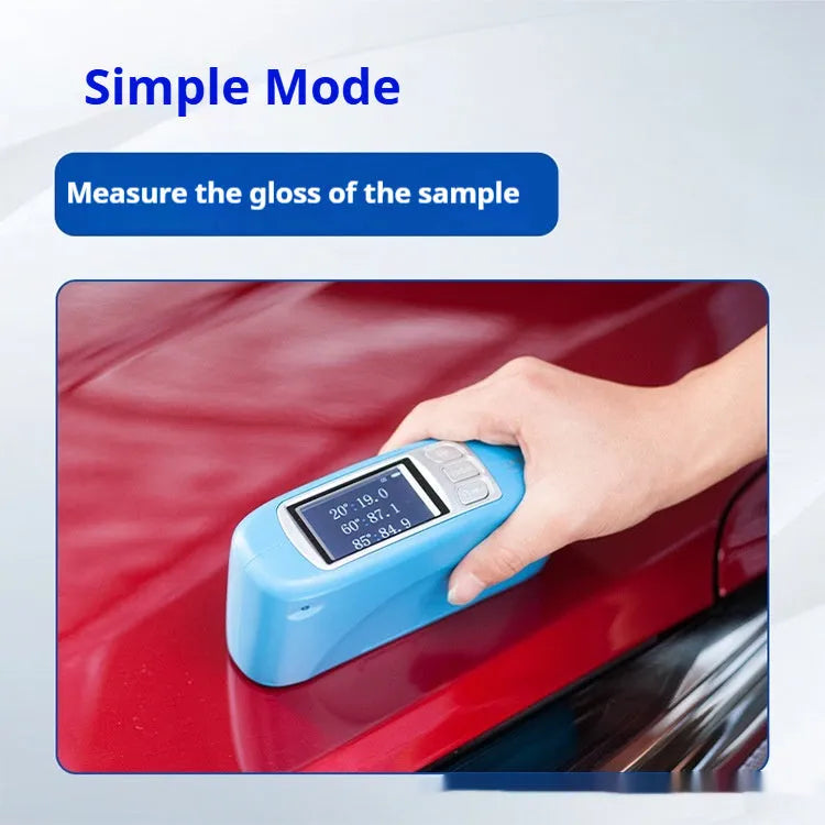 Portable handheld ceramic and stone glossiness tester for measuring surface brightness.