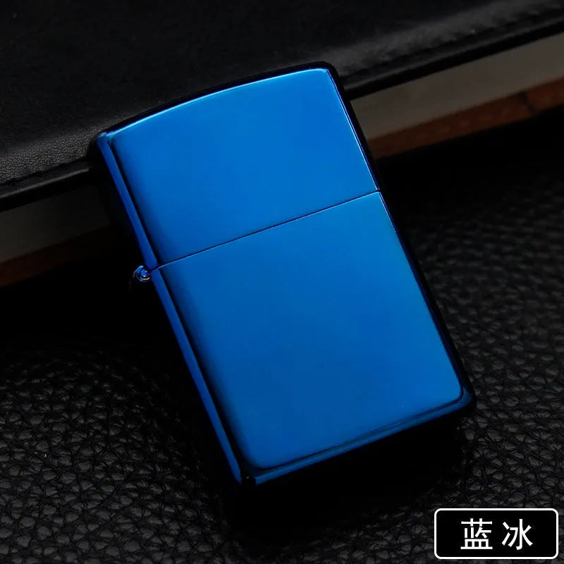 Bright chrome plate windproof metal kerosene lighter with modern simple design