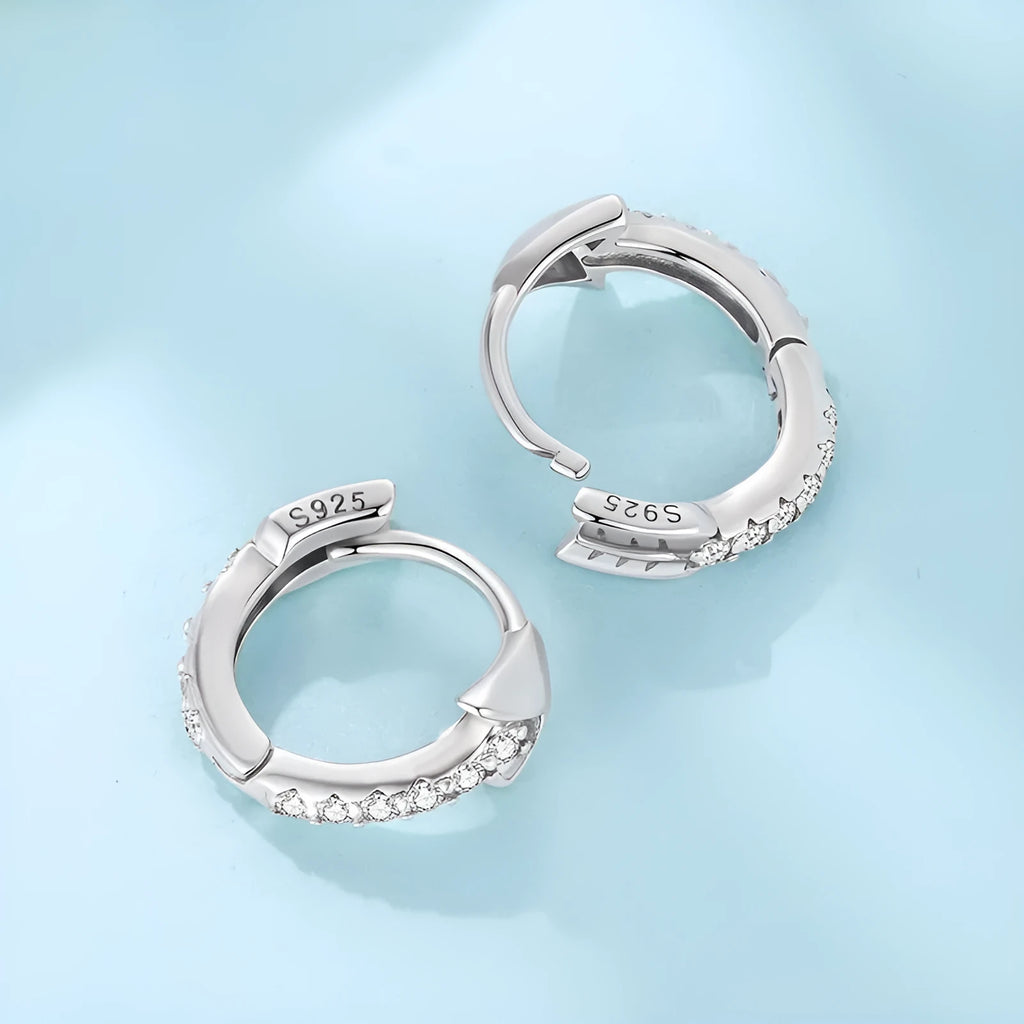 S925 sterling silver earrings with inlaid zircon, simple unisex style, SCE1972 colour