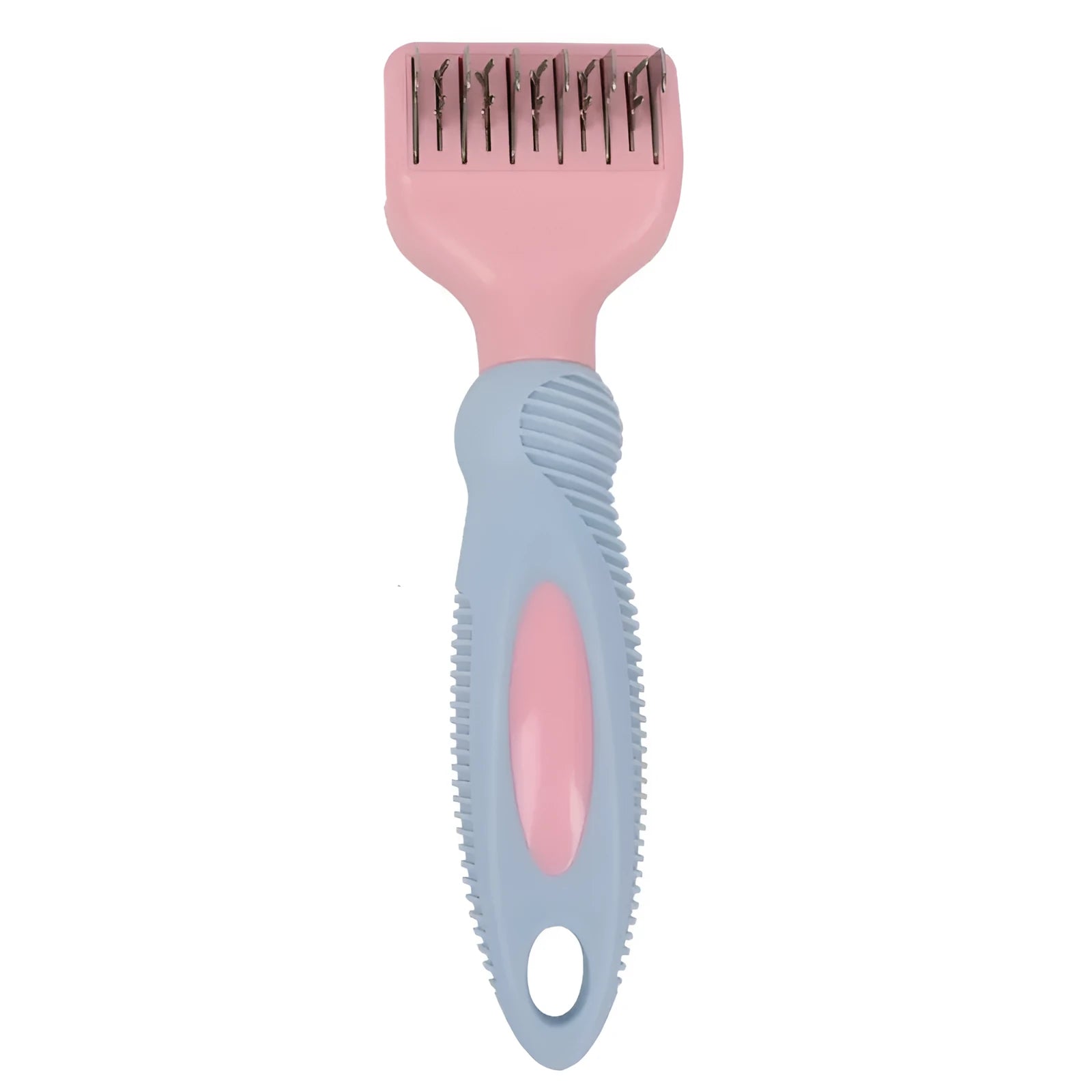Stainless steel pet grooming comb with knot knife blade in pink and purple colour options