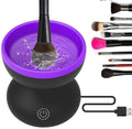 Electric makeup brush cleaner machine in white powder with silicone container and 80r/min motor, 9-8.8cm size