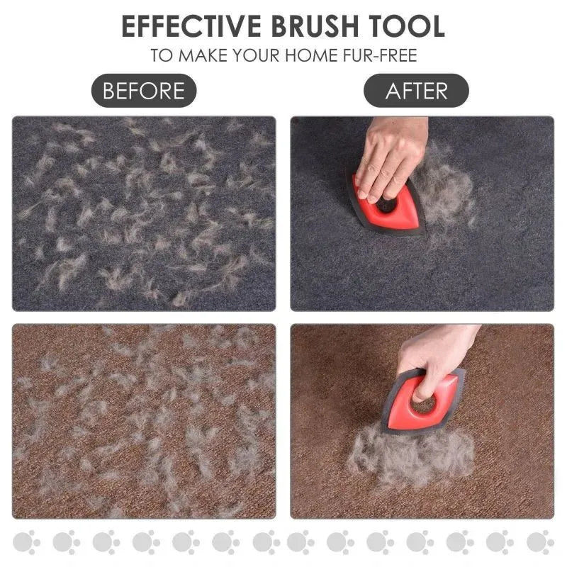 Silicone pet hair remover brush for carpets and sofas in black, green and red colours