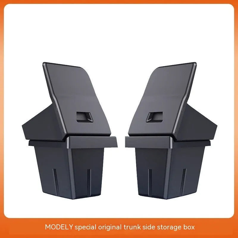 Tesla Model Y and Model 3 trunk side storage box cover accessories in multiple style options