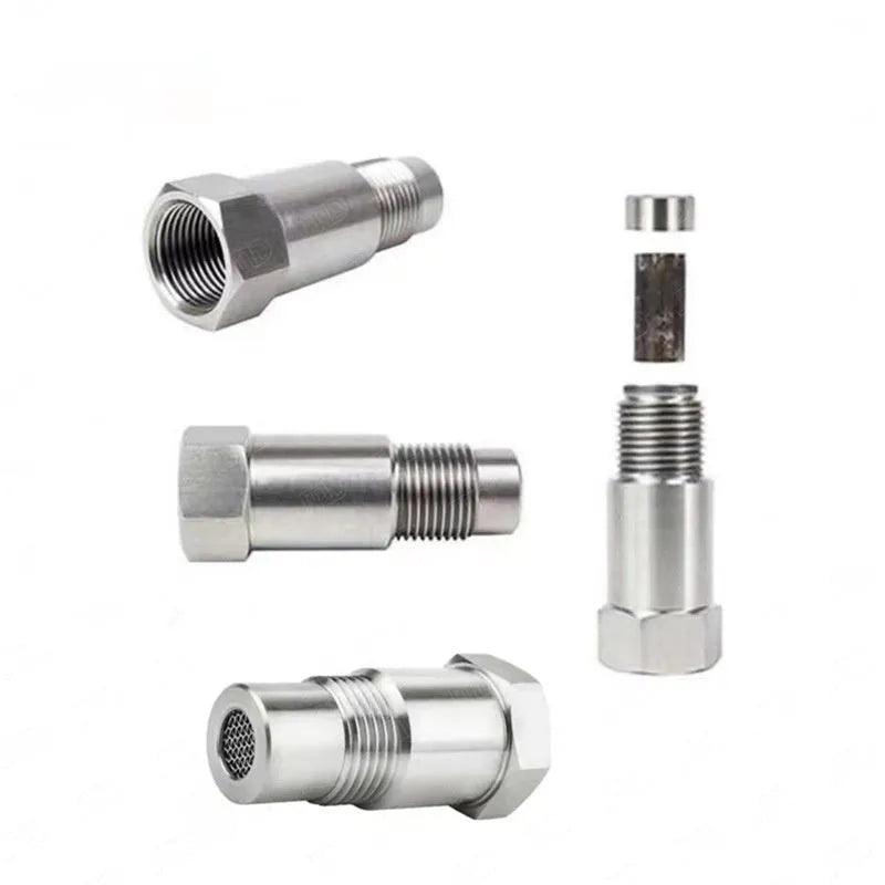 Stainless steel oxygen sensor adapter with M18x1.5 thread and integrated catalyst element