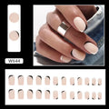 Black and white frosted French manicure false nails set with mandarin duck colour pairing