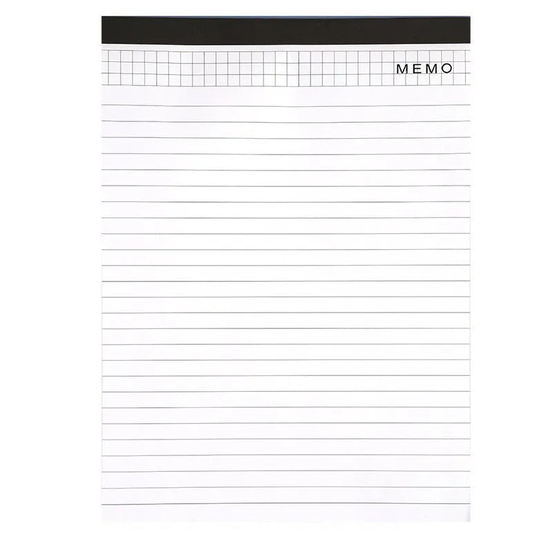 A4 tearable notebook with perforated pages and wireless adhesive binding for meeting notes
