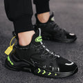 Men's high top PU mesh running walking tennis sneakers thick sole available in white light gray black